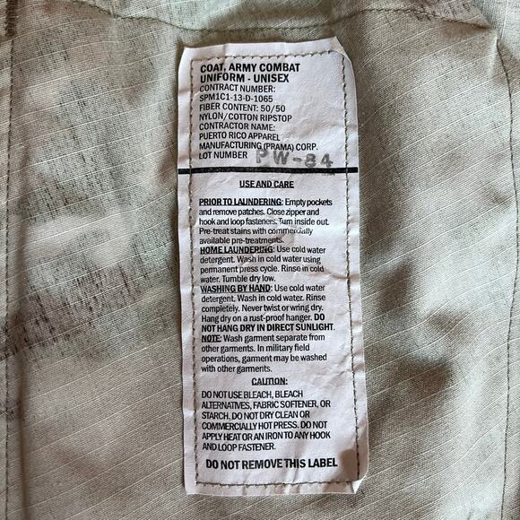 Military Large Long Jacket Shirt Camo ACU OCP Combat Coat Field 8415-01-623-5553 - Picture 7 of 7